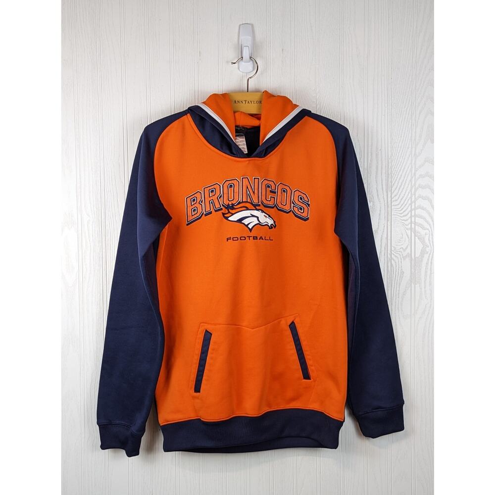 NFL Team Football Youth Hoodie Denver Broncos Orange Sweatshirt Size XL
